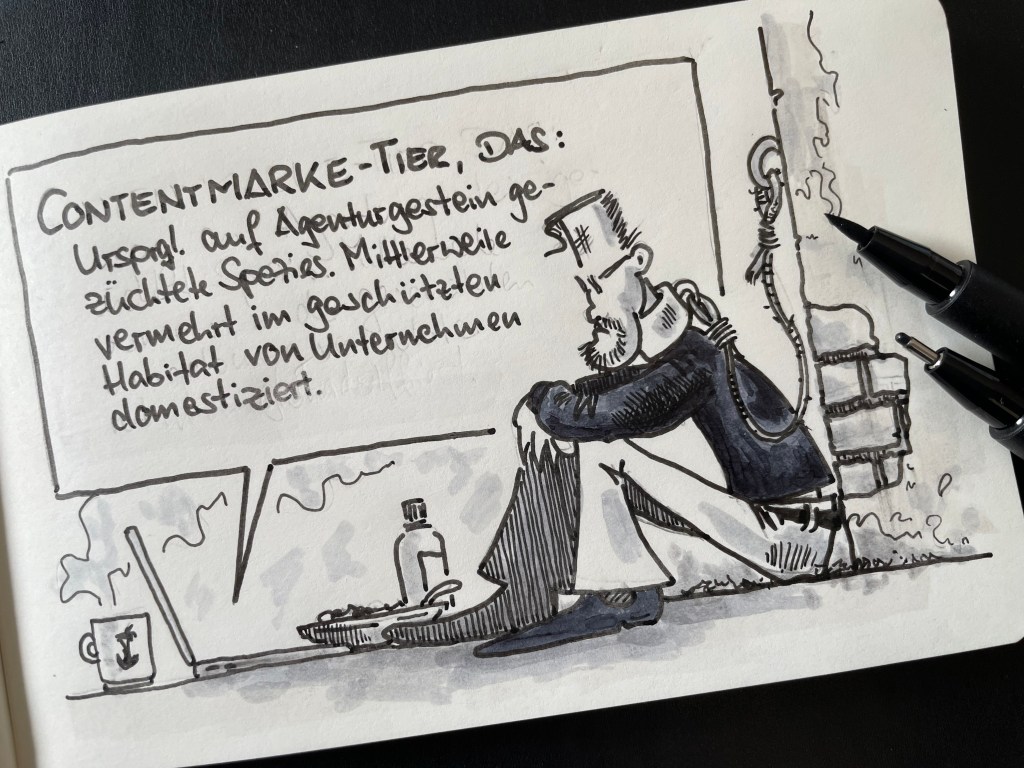 Buddy Müller und Brad MacCloud grübeln über Fachbegriffe aus dem Content Marketing.